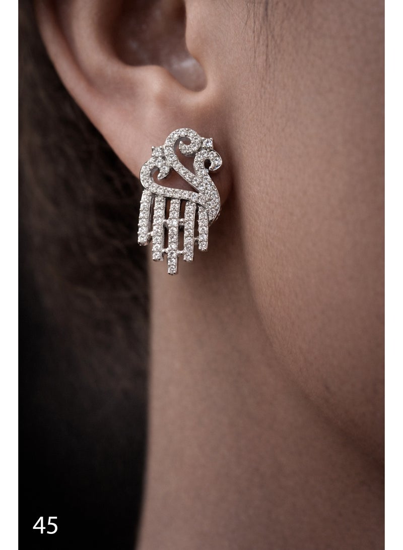 3Diamonds Platinum & Rhodium Plated Swan Earrings for Women | Zircon Stones, Anti-Tarnish - Image 4